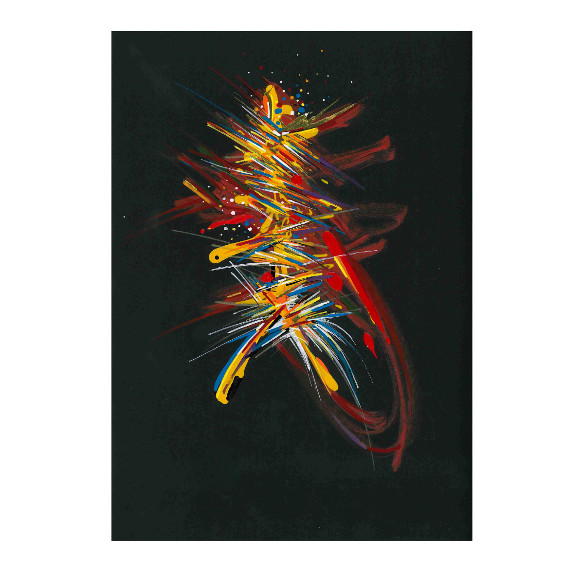 sans titre 
 2022-004. Acryliques et encres à alcool sur papier Molotow. 29.7 x 21 cm. 
2022 – Dominique Vial