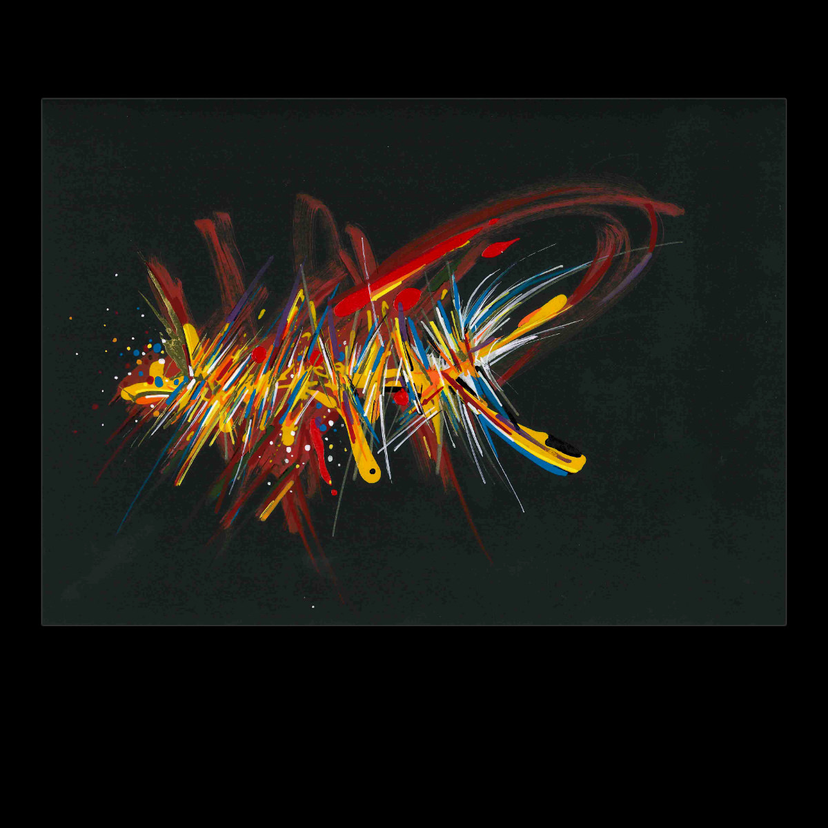 sans titre 
 2022-004. Acryliques et encres à alcool sur papier Molotow. 29.7 x 21 cm. 
2022 – Dominique Vial