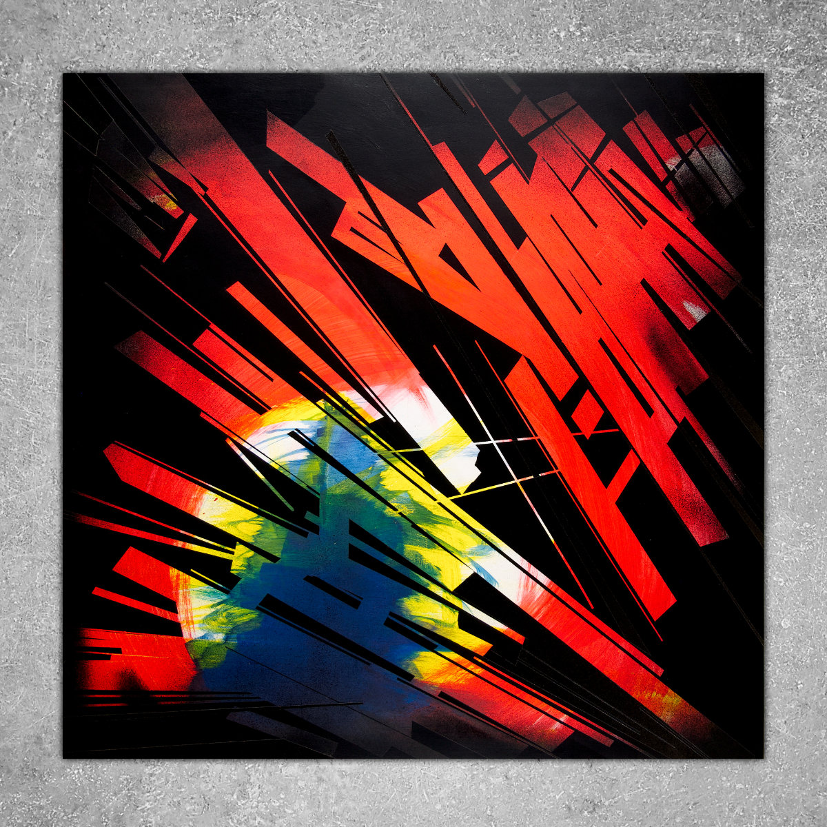 sans titre 
 2023-001. Acrylique et émulsion vinylique sur bois. 90 x 90 cm. 
2023 – Dominique Vial