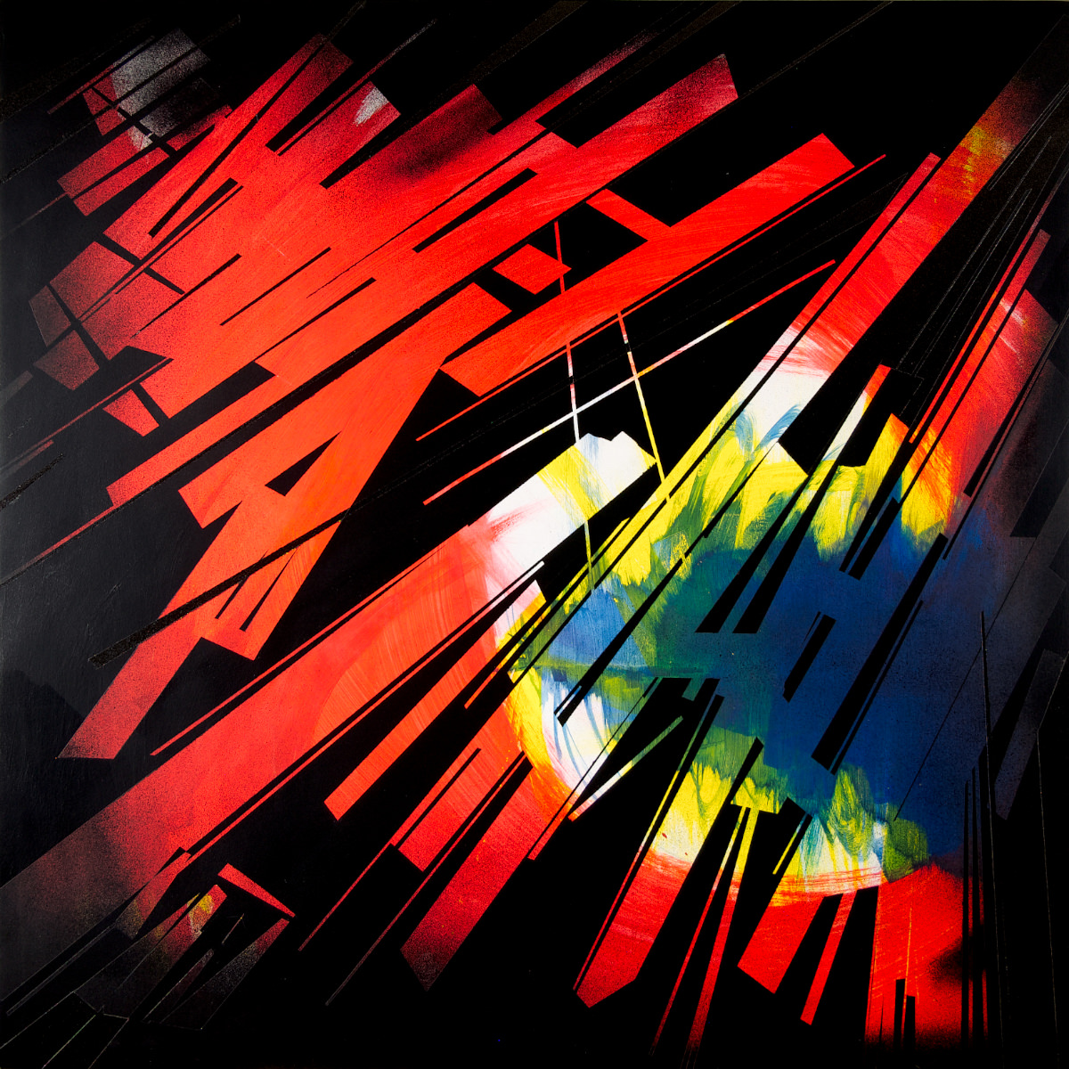 sans titre 
 2023-001. Acrylique et émulsion vinylique sur bois. 90 x 90 cm. 
2023 – Dominique Vial