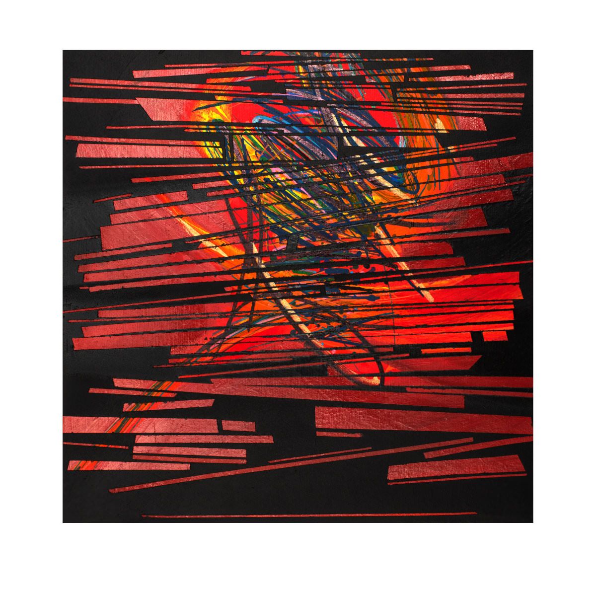 sans titre 
 2023-006. Acrylique et encres à alcool sur bois. 20 x 20 cm. 
2023 – Dominique Vial