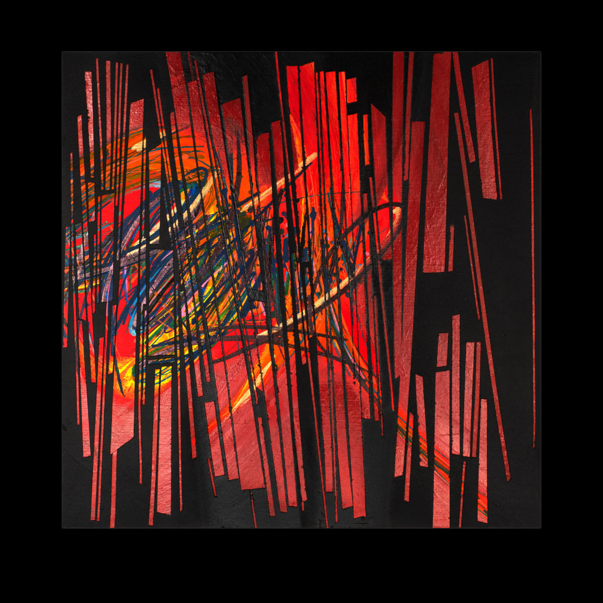 sans titre 
 2023-006. Acrylique et encres à alcool sur bois. 20 x 20 cm. 
2023 – Dominique Vial