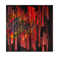 sans titre 
 2023-006. Acrylique et encres à alcool sur bois. 20 x 20 cm. 
2023 – Dominique Vial