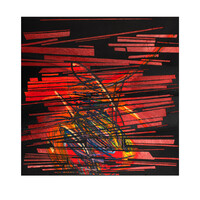 sans titre 
 2023-006. Acrylique et encres à alcool sur bois. 20 x 20 cm. 
2023 – Dominique Vial