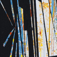 sans titre 
 2023-008. Acryliques, encres à alcool, encres pigmentées sur bois. 20 x 20 cm. 
2023 – Dominique Vial