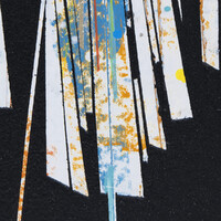 sans titre 
 2023-008. Acryliques, encres à alcool, encres pigmentées sur bois. 20 x 20 cm. 
2023 – Dominique Vial