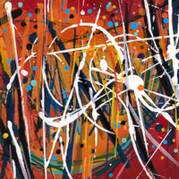 sans titre 
 2023-010. Acrylique, encres à alcool sur bois. 20 x 20 cm. 
2023 – Dominique Vial