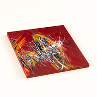 sans titre 
 2023-010. Acrylique, encres à alcool sur bois. 20 x 20 cm. 
2023 – Dominique Vial