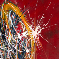 sans titre 
 2023-010. Acrylique, encres à alcool sur bois. 20 x 20 cm. 
2023 – Dominique Vial