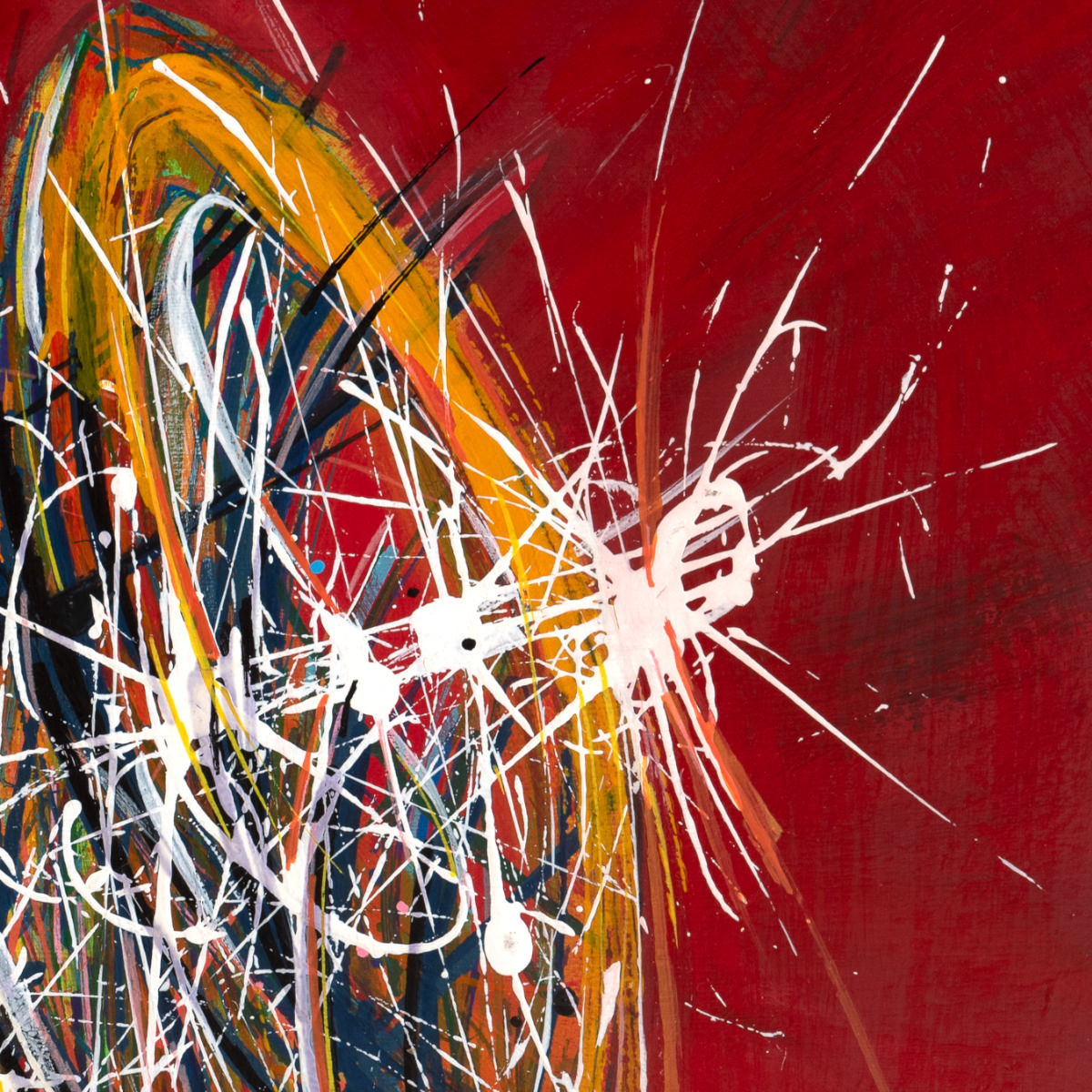 sans titre 
 2023-010. Acrylique, encres à alcool sur bois. 20 x 20 cm. 
2023 – Dominique Vial