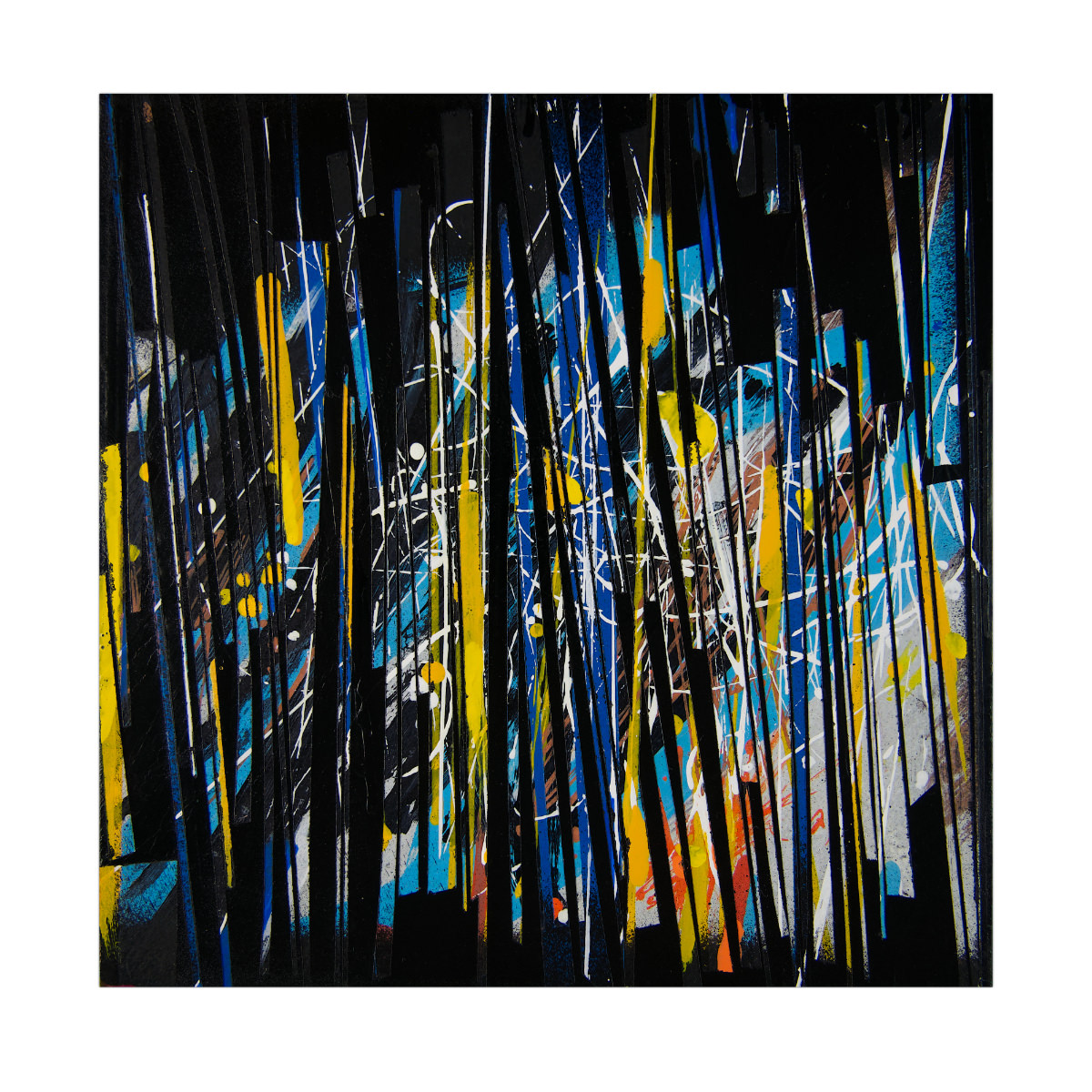 sans titre 
 2023-011. Acrylique et encres à alcool sur bois. 20 x 20 cm. 
2023 – Dominique Vial