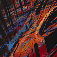 sans titre 
 2023-012. Acrylique, peinture solide et encres à alcool sur bois. 20 x 20 cm. 
2023 – Dominique Vial