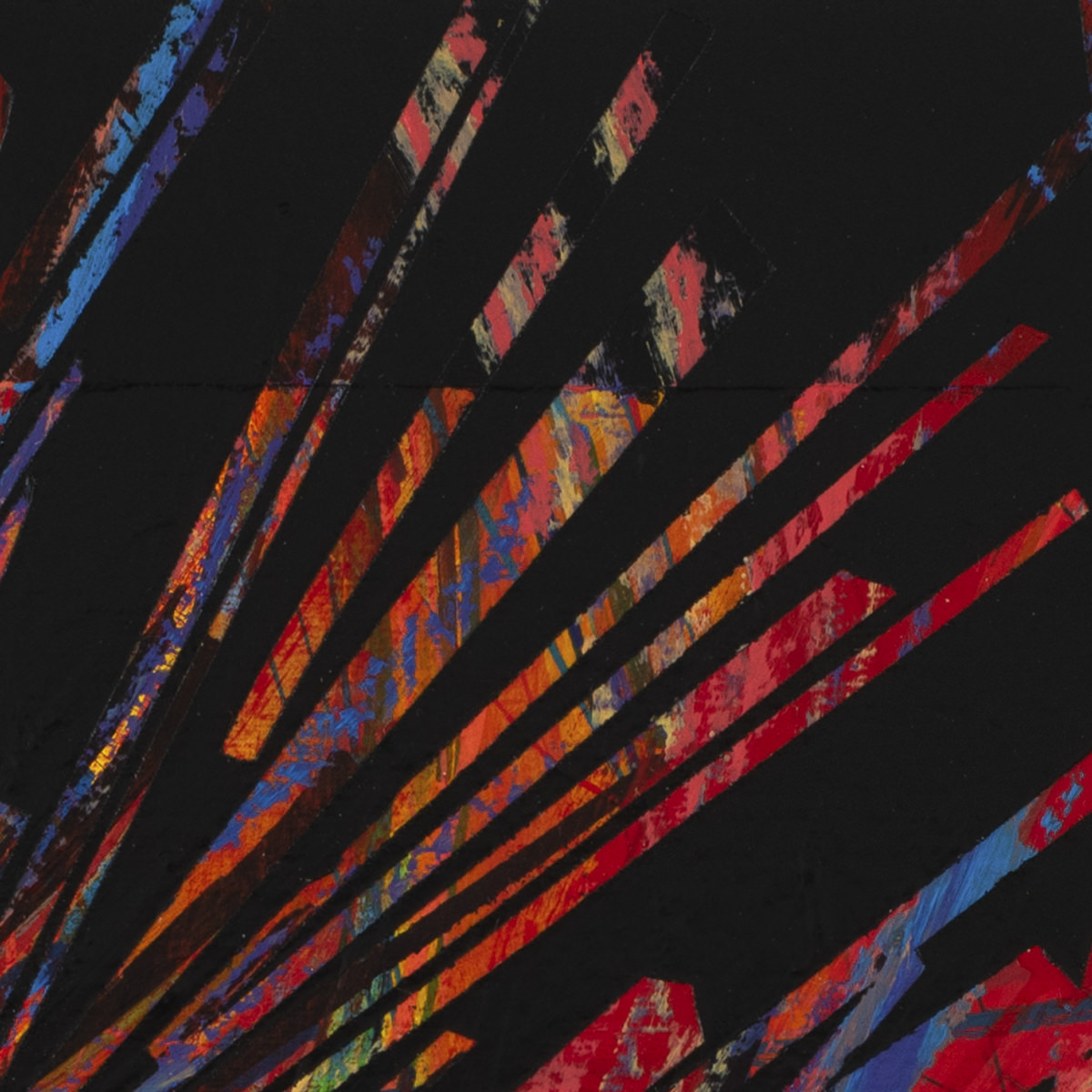 sans titre 
 2023-012. Acrylique, peinture solide et encres à alcool sur bois. 20 x 20 cm. 
2023 – Dominique Vial