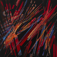 sans titre 
 2023-012. Acrylique, peinture solide et encres à alcool sur bois. 20 x 20 cm. 
2023 – Dominique Vial