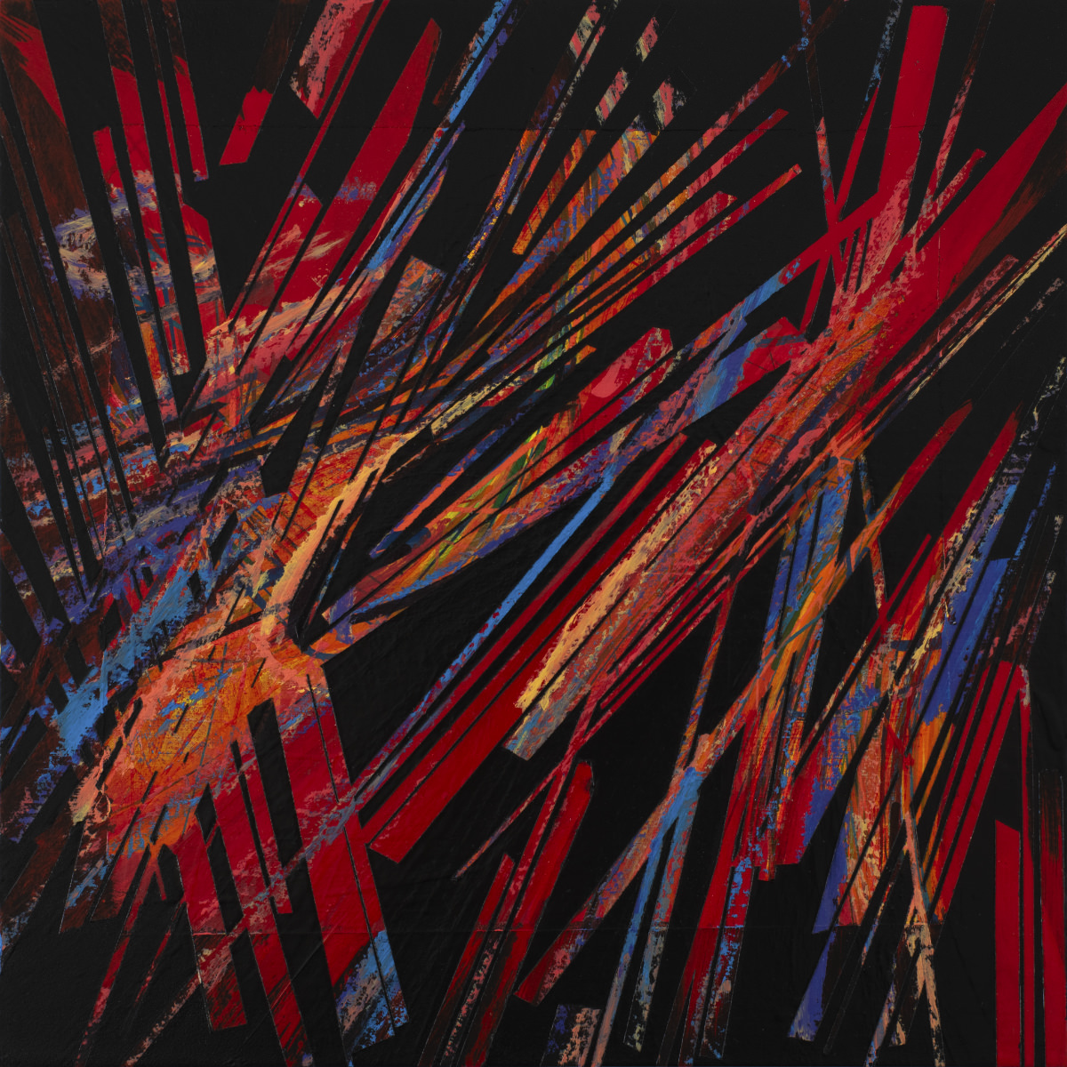 sans titre 
 2023-012. Acrylique, peinture solide et encres à alcool sur bois. 20 x 20 cm. 
2023 – Dominique Vial