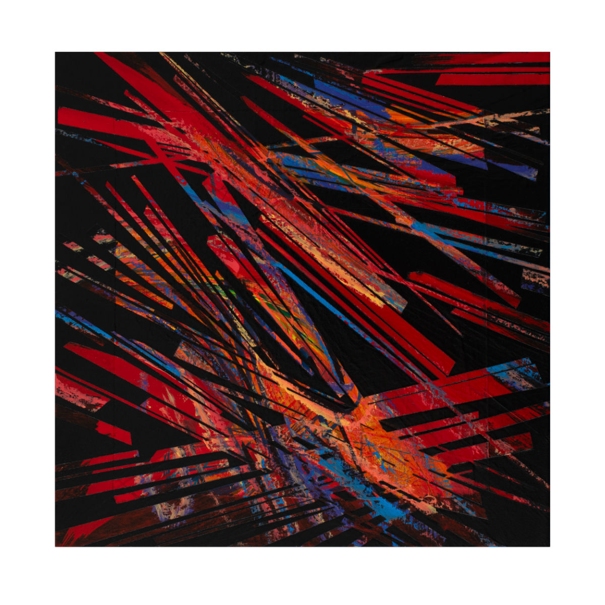 sans titre 
 2023-012. Acrylique, peinture solide et encres à alcool sur bois. 20 x 20 cm. 
2023 – Dominique Vial