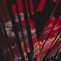 sans titre 
 2023-012. Acrylique, peinture solide et encres à alcool sur bois. 20 x 20 cm. 
2023 – Dominique Vial