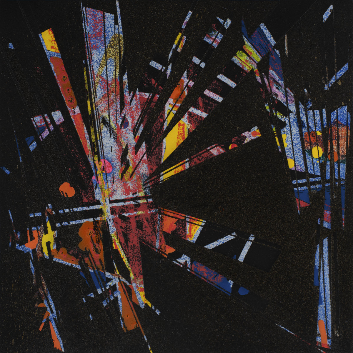 sans titre 
 2023-013. Acrylique, peinture solide et encres à alcool sur bois. 20 x 20 cm. 
2023 – Dominique Vial