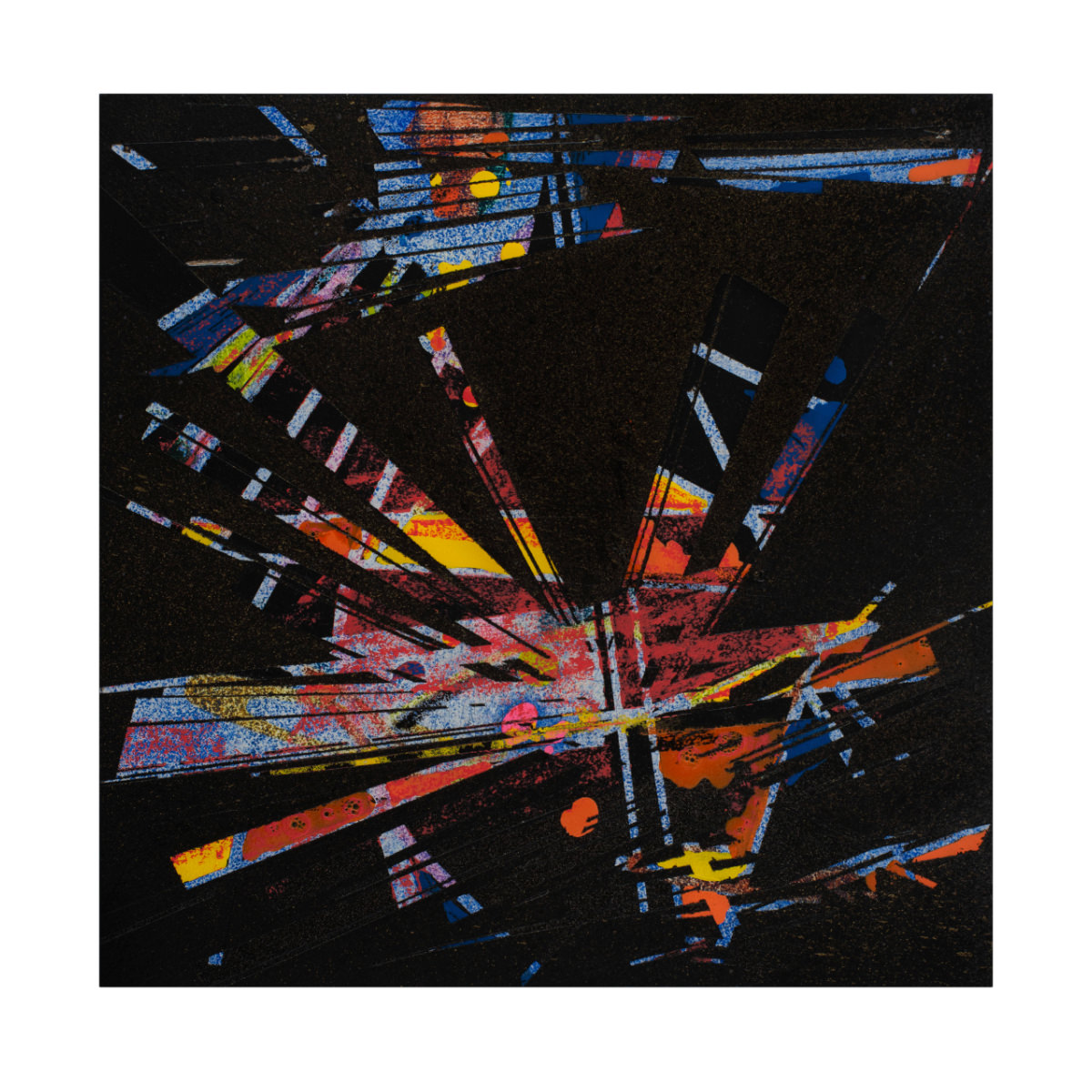 sans titre 
 2023-013. Acrylique, peinture solide et encres à alcool sur bois. 20 x 20 cm. 
2023 – Dominique Vial