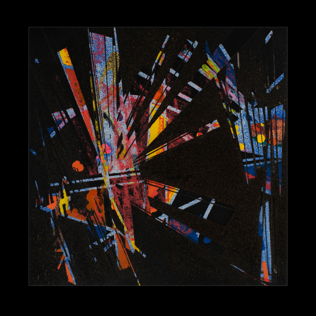 sans titre 
 2023-013. Acrylique, peinture solide et encres à alcool sur bois. 20 x 20 cm. 
2023 – Dominique Vial