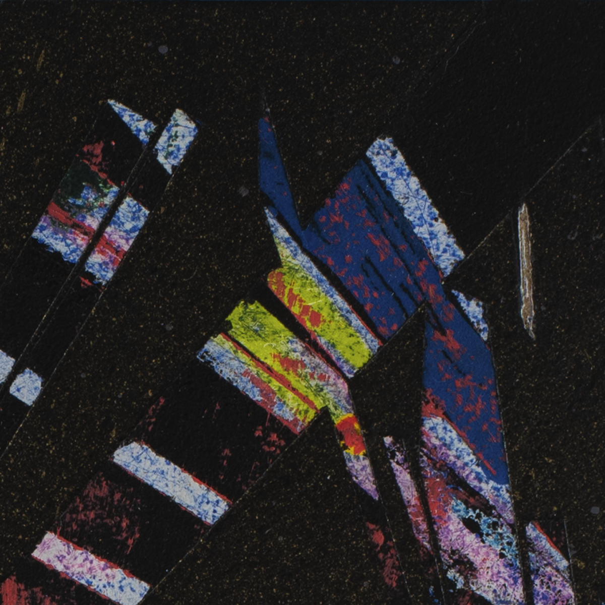 sans titre 
 2023-013. Acrylique, peinture solide et encres à alcool sur bois. 20 x 20 cm. 
2023 – Dominique Vial