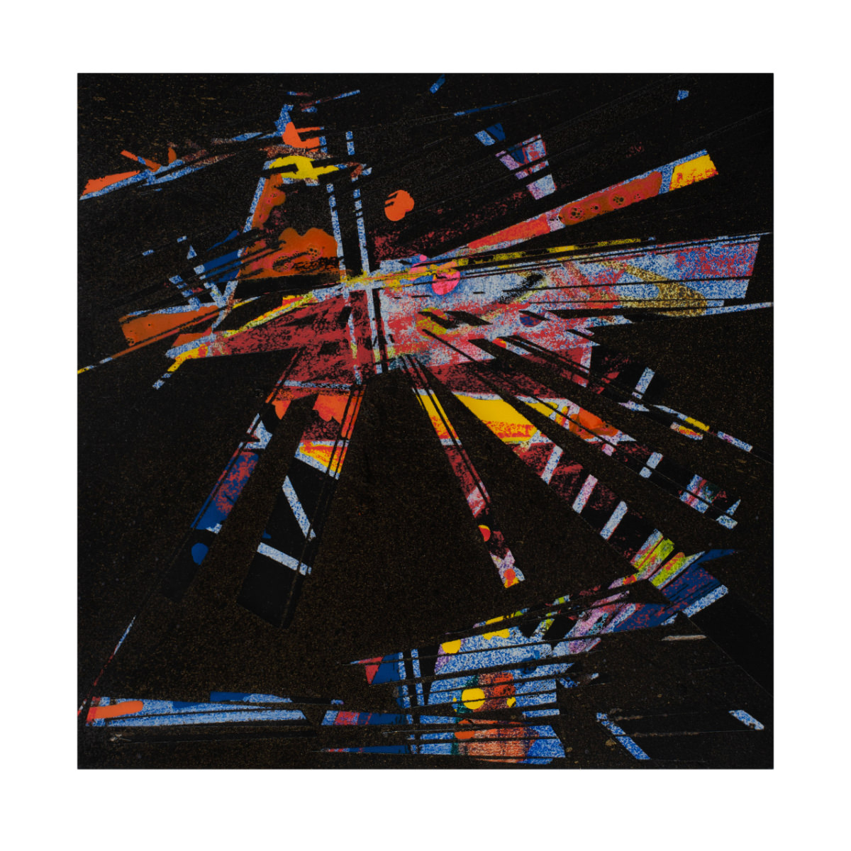 sans titre 
 2023-013. Acrylique, peinture solide et encres à alcool sur bois. 20 x 20 cm. 
2023 – Dominique Vial