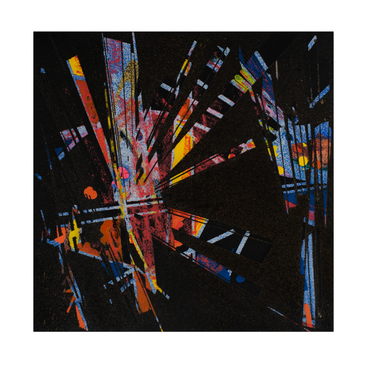 sans titre 
 2023-013. Acrylique, peinture solide et encres à alcool sur bois. 20 x 20 cm. 
2023 – Dominique Vial