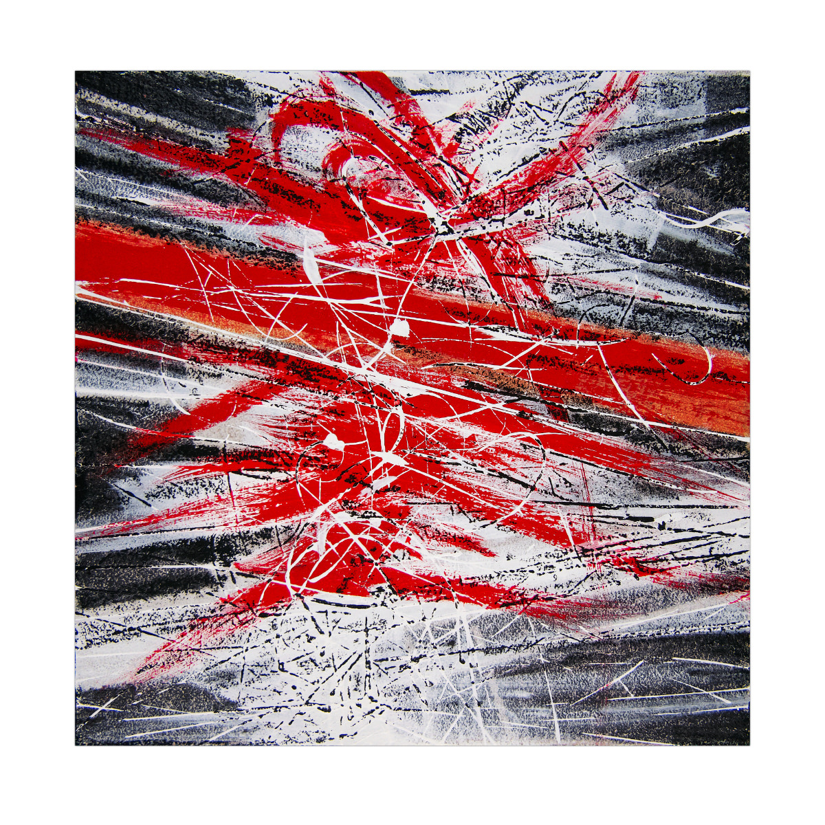 sans titre 
 2023-014. Acrylique, encre à alcool, encre solide sur bois. 20 x 20 cm. 
2023 – Dominique Vial