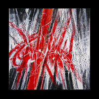 sans titre 
 2023-014. Acrylique, encre à alcool, encre solide sur bois. 20 x 20 cm. 
2023 – Dominique Vial