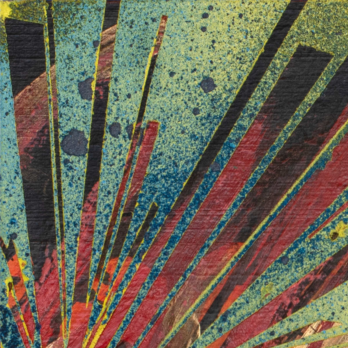 sans titre 
 2023-015. Acrylique, encre à alcool, encre solide et émulsion vinylique sur bois. 20 x 20 cm. 
2023 – Dominique Vial