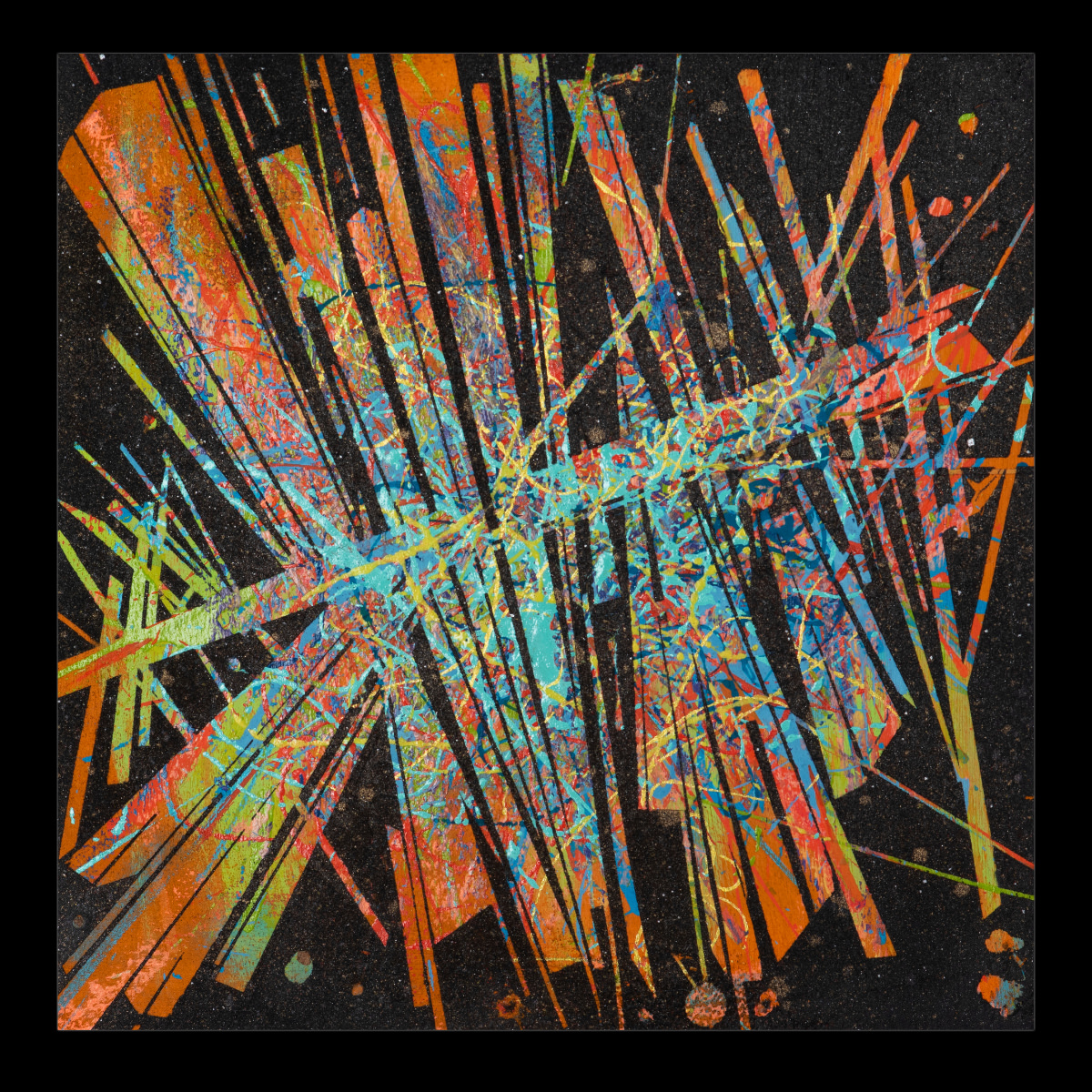 sans titre 
 2023-019. Acrylique, peinture solide et encres à alcool sur bois. 20 x 20 cm. 
2023 – Dominique Vial