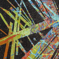 sans titre 
 2023-019. Acrylique, peinture solide et encres à alcool sur bois. 20 x 20 cm. 
2023 – Dominique Vial