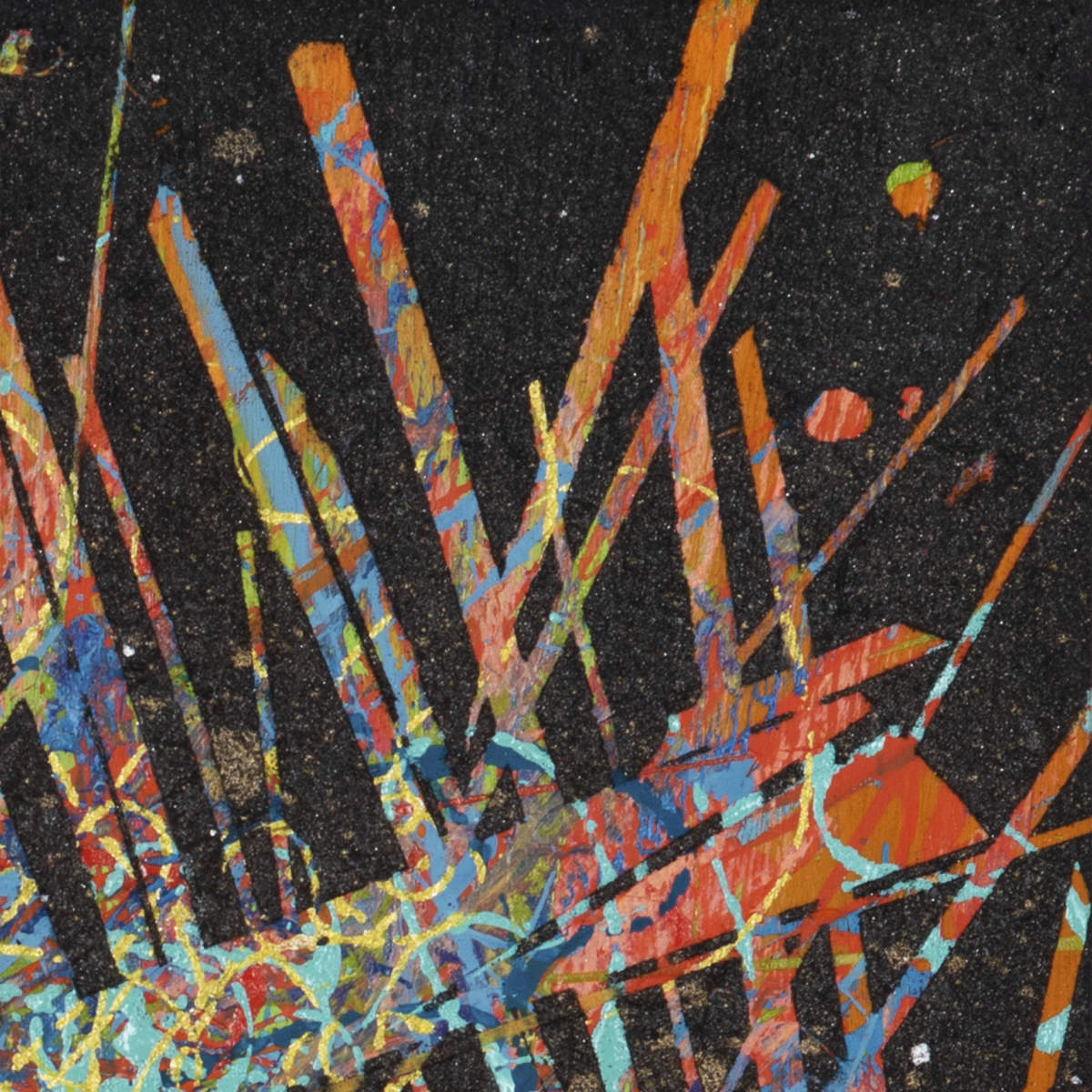 sans titre 
 2023-019. Acrylique, peinture solide et encres à alcool sur bois. 20 x 20 cm. 
2023 – Dominique Vial