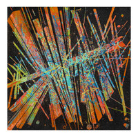 sans titre 
 2023-019. Acrylique, peinture solide et encres à alcool sur bois. 20 x 20 cm. 
2023 – Dominique Vial