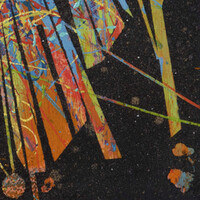 sans titre 
 2023-019. Acrylique, peinture solide et encres à alcool sur bois. 20 x 20 cm. 
2023 – Dominique Vial