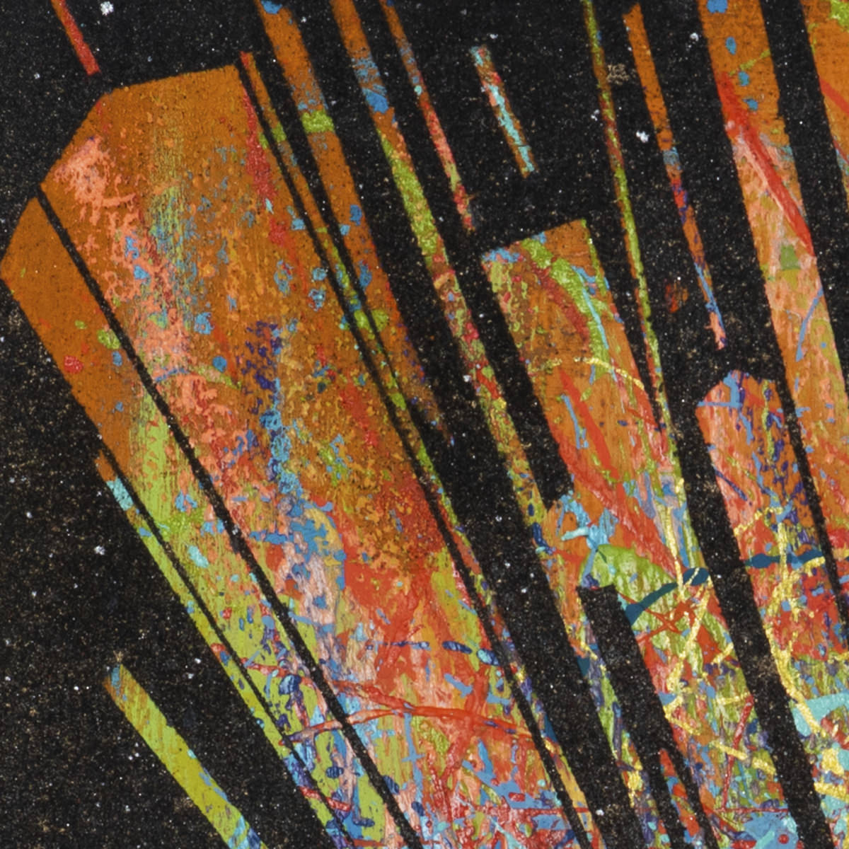 sans titre 
 2023-019. Acrylique, peinture solide et encres à alcool sur bois. 20 x 20 cm. 
2023 – Dominique Vial