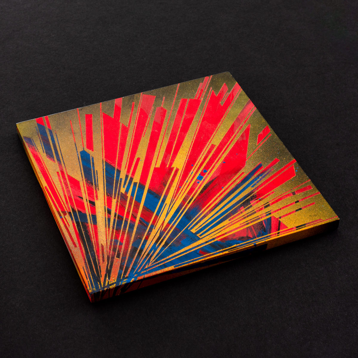 sans titre 
 2023-020. Acrylique et encres à alcool sur bois. 20 x 20 cm. 
2023 – Dominique Vial