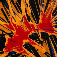 sans titre 
 2023-021. Acrylique, encres à alcool, aquarelle sur bois. 20 x 20 cm. 
2023 – Dominique Vial