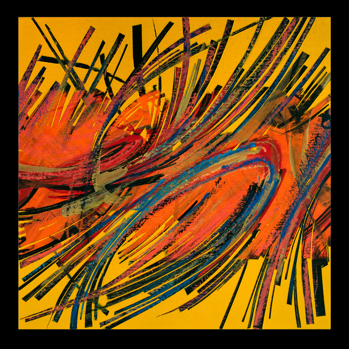 sans titre 
 2023-022. Acrylique et encres à alcool sur bois. 20 x 20 cm. 
2023 – Dominique Vial