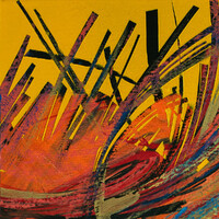 sans titre 
 2023-022. Acrylique et encres à alcool sur bois. 20 x 20 cm. 
2023 – Dominique Vial