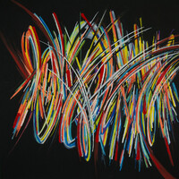 sans titre 
 2023-023. Acrylique et encres à alcool sur papier Fabriano. 20 x 20 cm. 
2023 – Dominique Vial