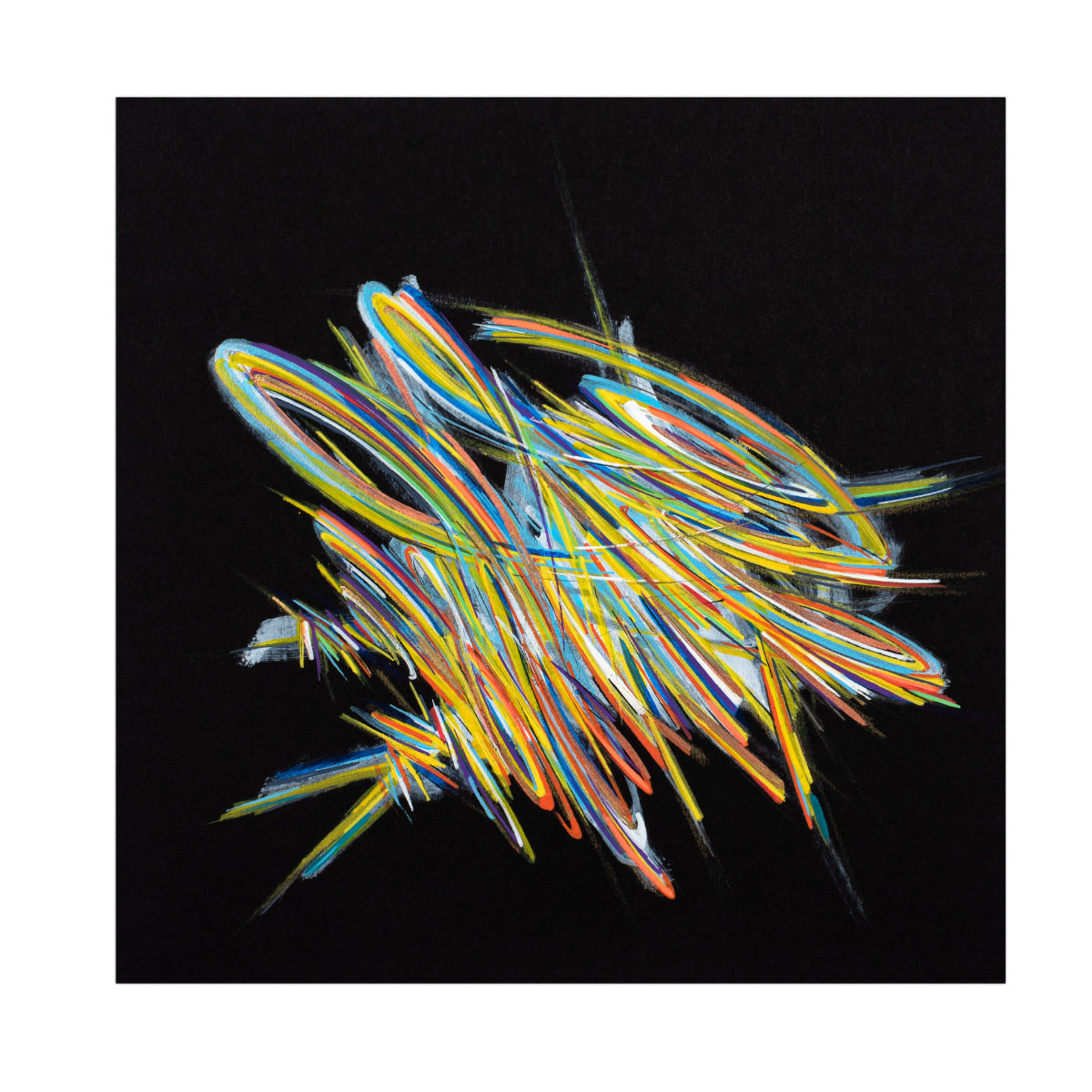 sans titre 
 2023-024. Acrylique et encre pigmentée sur papier Fabriano. 20 x 20 cm. 
2023 – Dominique Vial