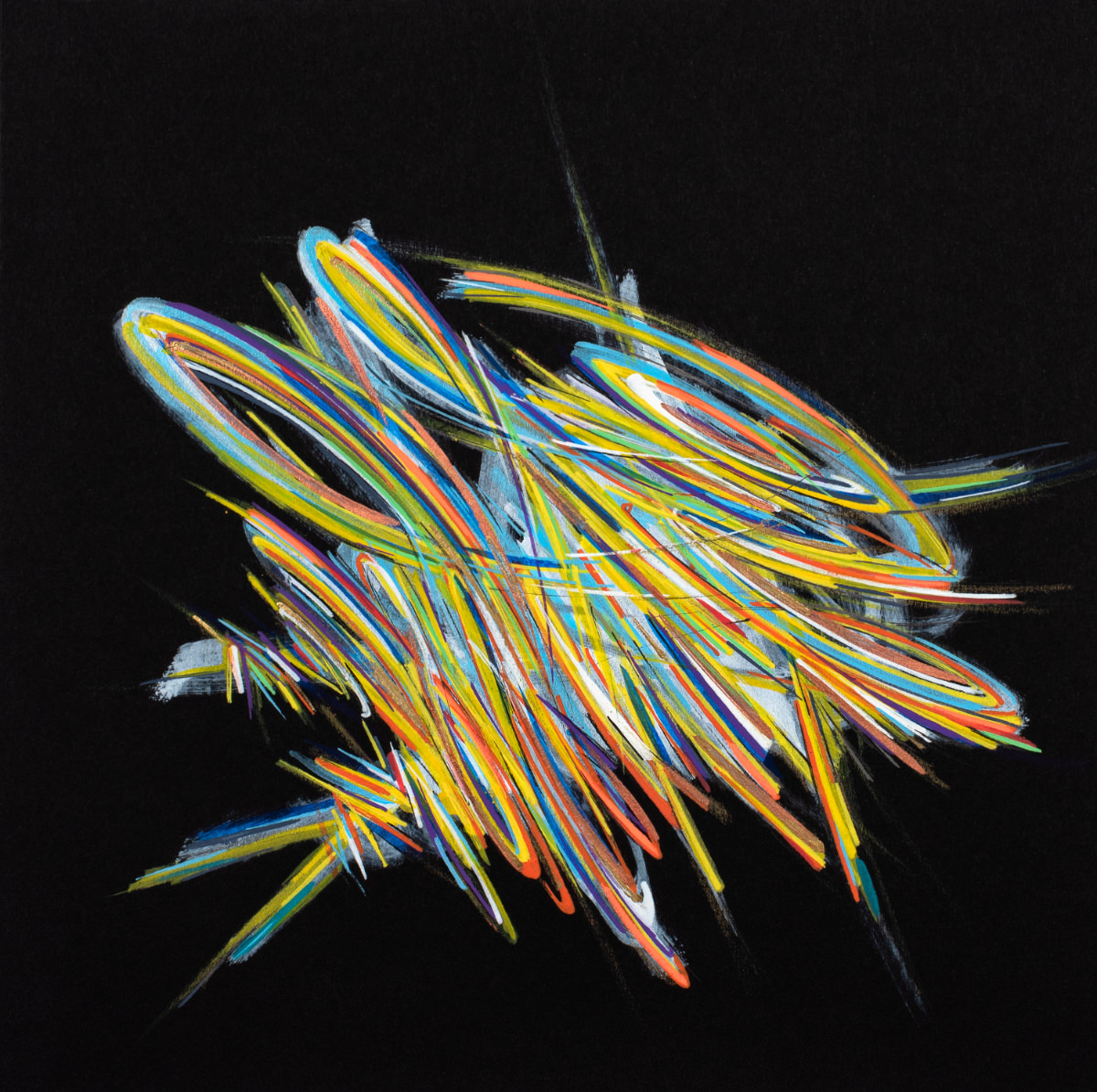 sans titre 
 2023-024. Acrylique et encre pigmentée sur papier Fabriano. 20 x 20 cm. 
2023 – Dominique Vial