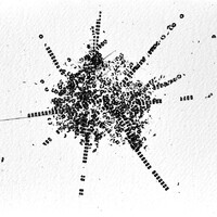 sans titre 
 2024-02. Transferts (décalcomanie) et encres sur papier Fabriano. 23 x 26 cm. 
2024 – Dominique Vial