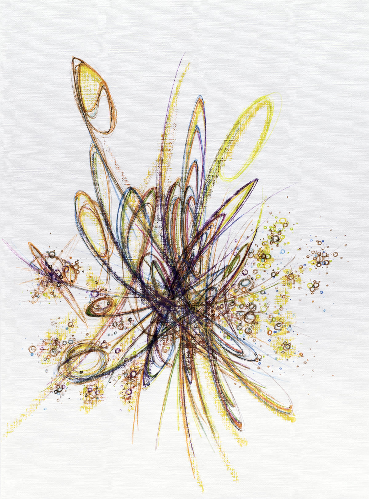 sans titre 
 2024-03. Bic, encre pigmentée et encre solidifiée sur papier huile Figueras Canson. 24 x 33 cm. 
2024 – Dominique Vial