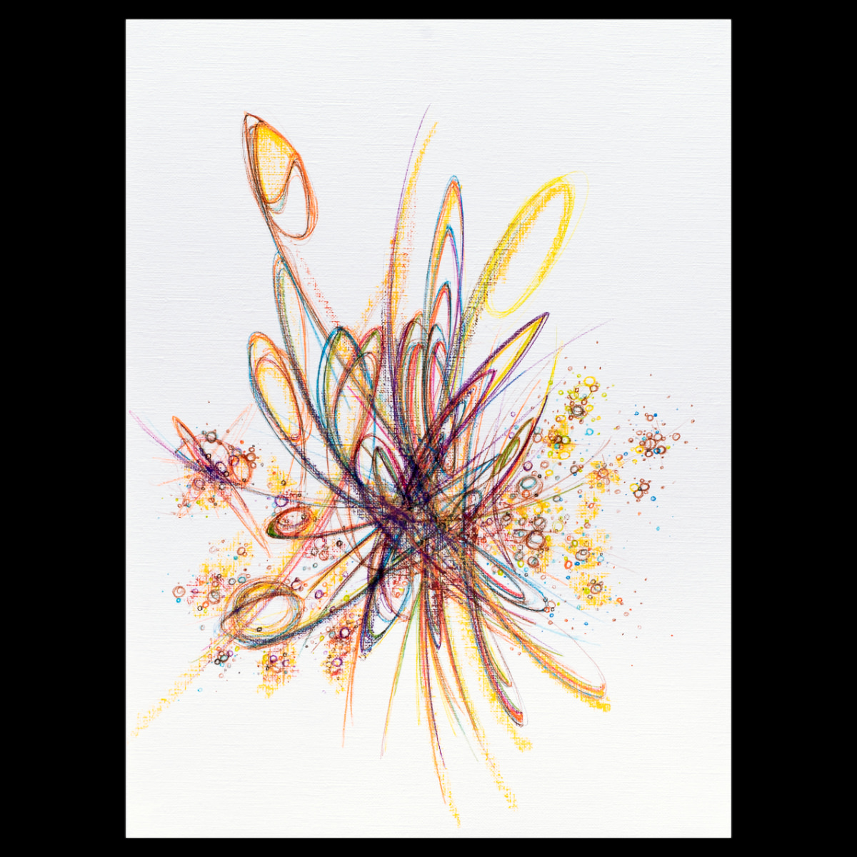 sans titre 
 2024-03. Bic, encre pigmentée et encre solidifiée sur papier huile Figueras Canson. 24 x 33 cm. 
2024 – Dominique Vial