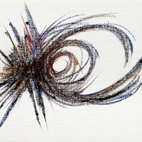 sans titre 
 2024-04. Acrylique, Bic, encre pigmentée et encre solidifiée sur papier huile Figueras Canson. 33 x 24 cm. 
2024 – Dominique Vial