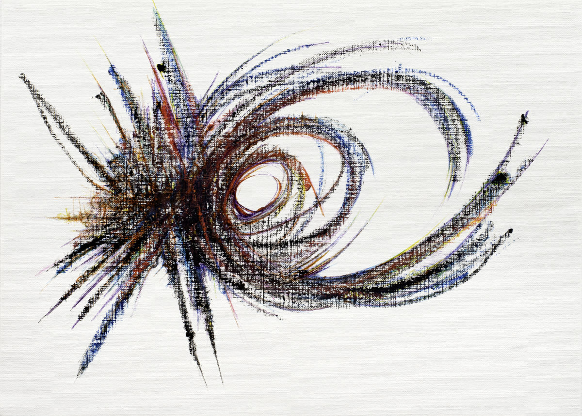 sans titre 
 2024-04. Acrylique, Bic, encre pigmentée et encre solidifiée sur papier huile Figueras Canson. 33 x 24 cm. 
2024 – Dominique Vial