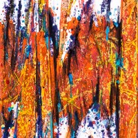 sans titre 
 2024-06. Collage de papiers, acrylique, Bic, encre pigmentée, encre solidifiée, encres à alcool sur papier Fabriano. 20 x 20 cm. 
2024 – Dominique Vial