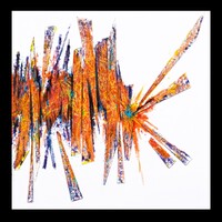 sans titre 
 2024-06. Collage de papiers, acrylique, Bic, encre pigmentée, encre solidifiée, encres à alcool sur papier Fabriano. 20 x 20 cm. 
2024 – Dominique Vial